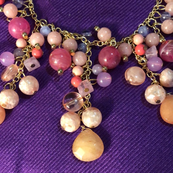 Erica Lyons Gold tone beaded statement necklace and fishhook dangling earrings - Picture 4 of 7